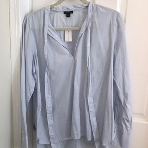 NWT Ann Taylor blue and white pin-stripe blouse